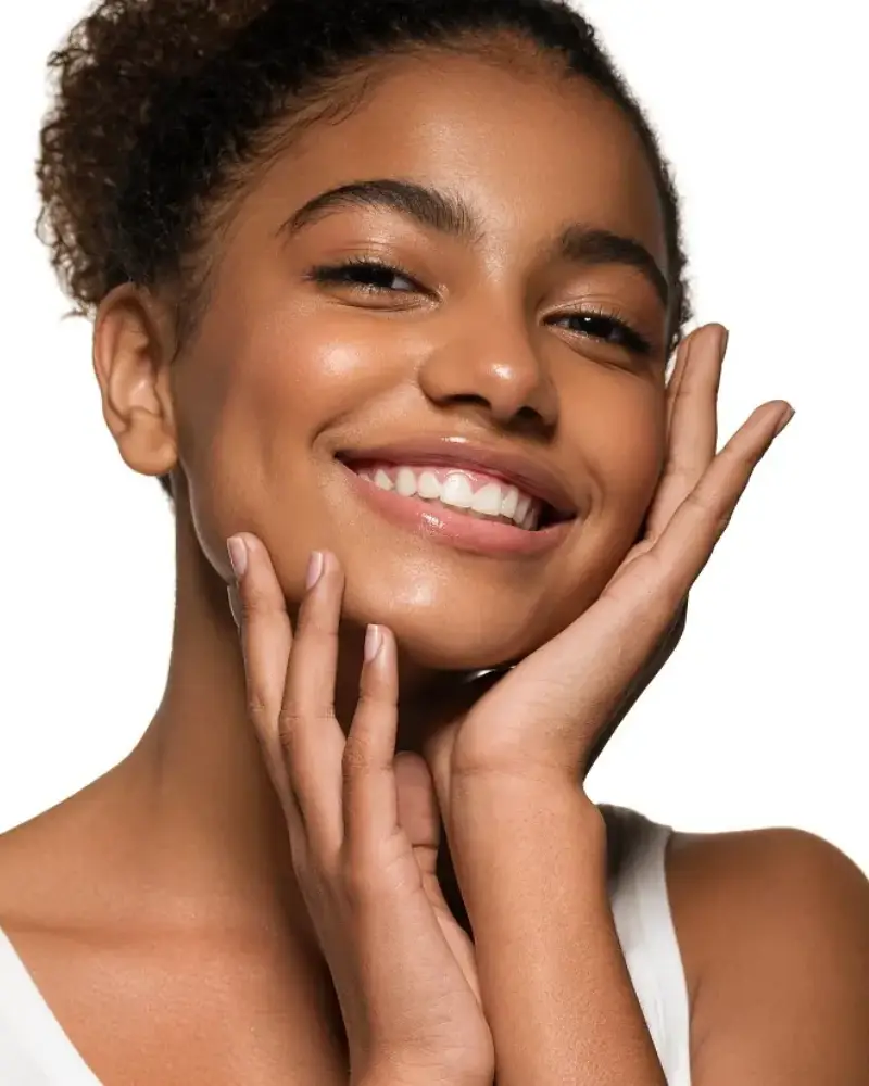 Young woman flaunting her smooth skin after botox